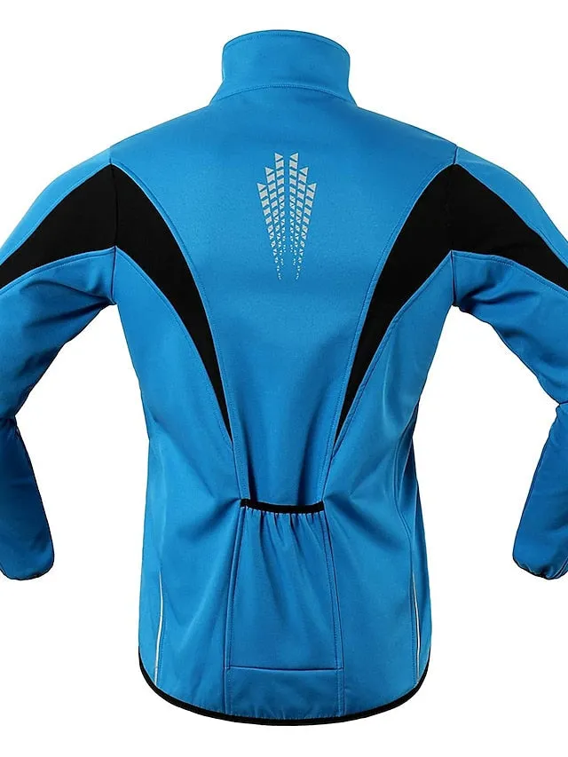 Arsuxeo Men's Cycling Jacket Bike Jacket Winter Softshell  Fleece Jacket Top Windproof Waterproof 15-k Thermal Warm up Breathable Stripe Reflective Polyester Spandex Winter Road Cycling Relaxed Fit