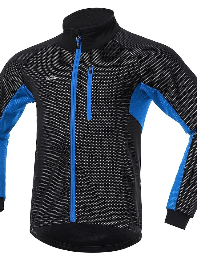 Arsuxeo Men's Cycling Jacket Bike Jacket Winter Softshell  Fleece Jacket Top Windproof Waterproof 15-k Thermal Warm up Breathable Stripe Reflective Polyester Spandex Winter Road Cycling Relaxed Fit