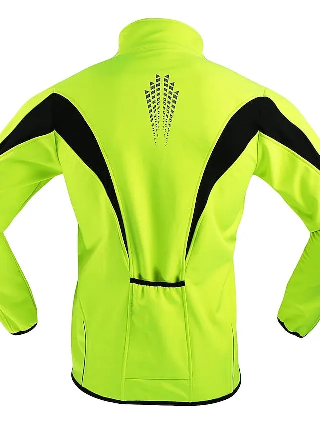 Arsuxeo Men's Cycling Jacket Bike Jacket Winter Softshell  Fleece Jacket Top Windproof Waterproof 15-k Thermal Warm up Breathable Stripe Reflective Polyester Spandex Winter Road Cycling Relaxed Fit