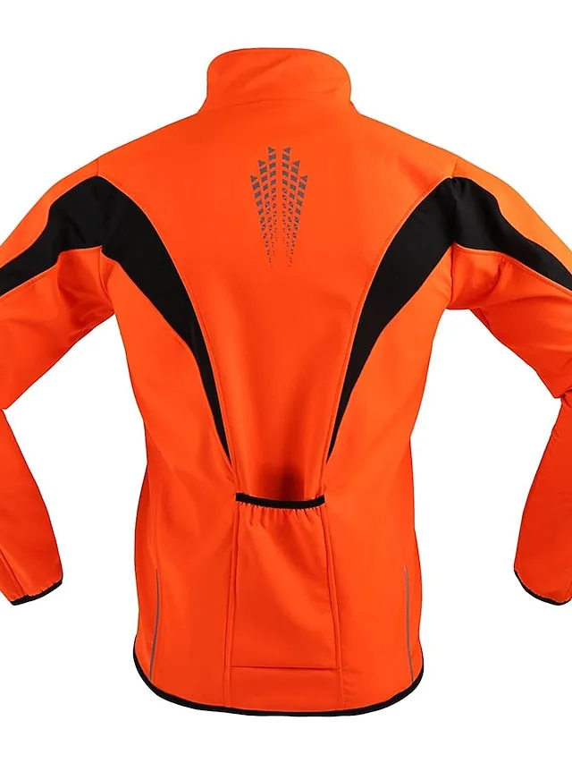 Arsuxeo Men's Cycling Jacket Bike Jacket Winter Softshell  Fleece Jacket Top Windproof Waterproof 15-k Thermal Warm up Breathable Stripe Reflective Polyester Spandex Winter Road Cycling Relaxed Fit