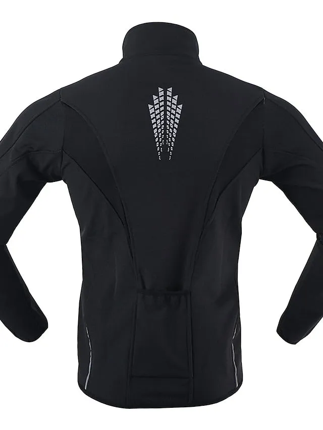 Arsuxeo Men's Cycling Jacket Bike Jacket Winter Softshell  Fleece Jacket Top Windproof Waterproof 15-k Thermal Warm up Breathable Stripe Reflective Polyester Spandex Winter Road Cycling Relaxed Fit