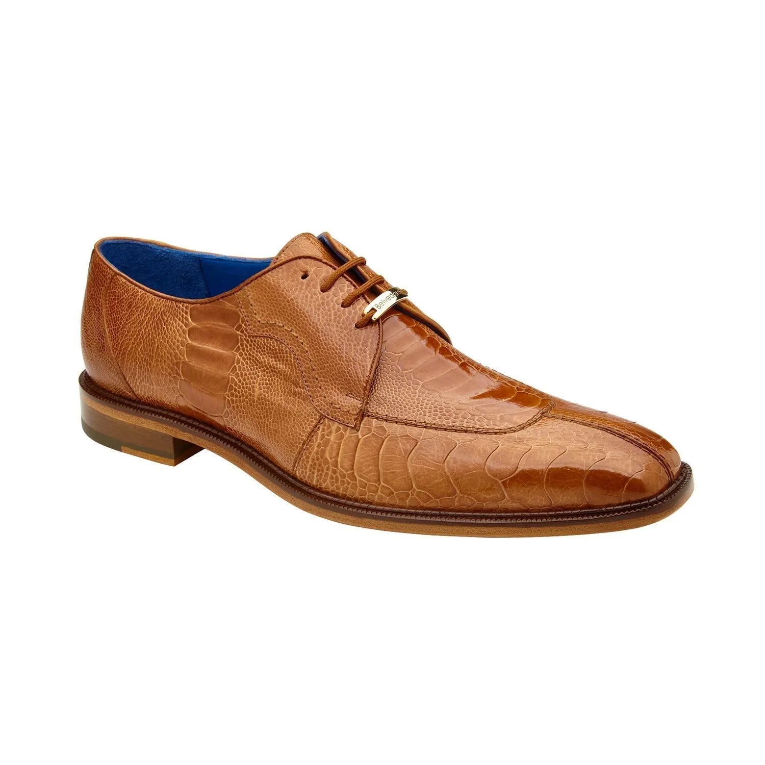 Belvedere Siena 1463 Shoes Men's Burned Amber Ostrich Derby Split-Toe Oxfords (BV2013)