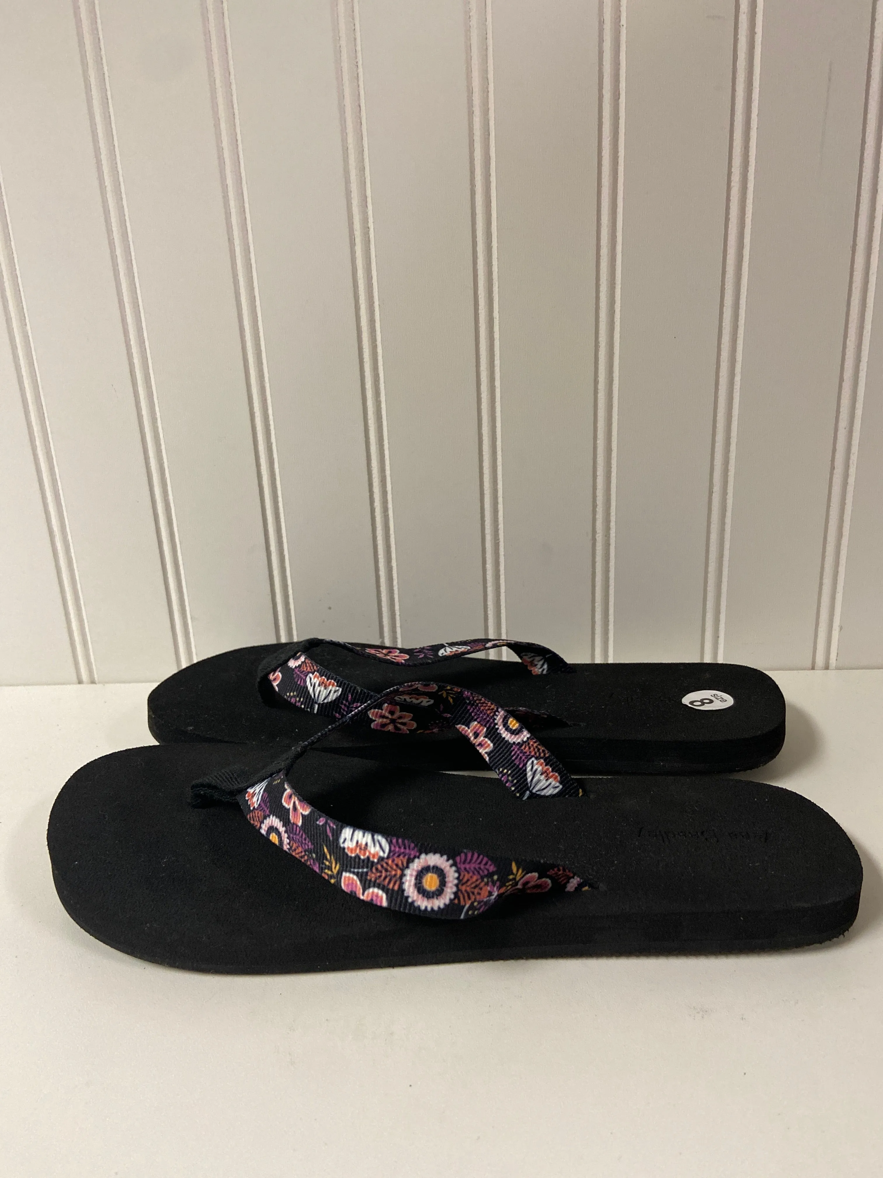Black Sandals Flip Flops Vera Bradley, Size 8