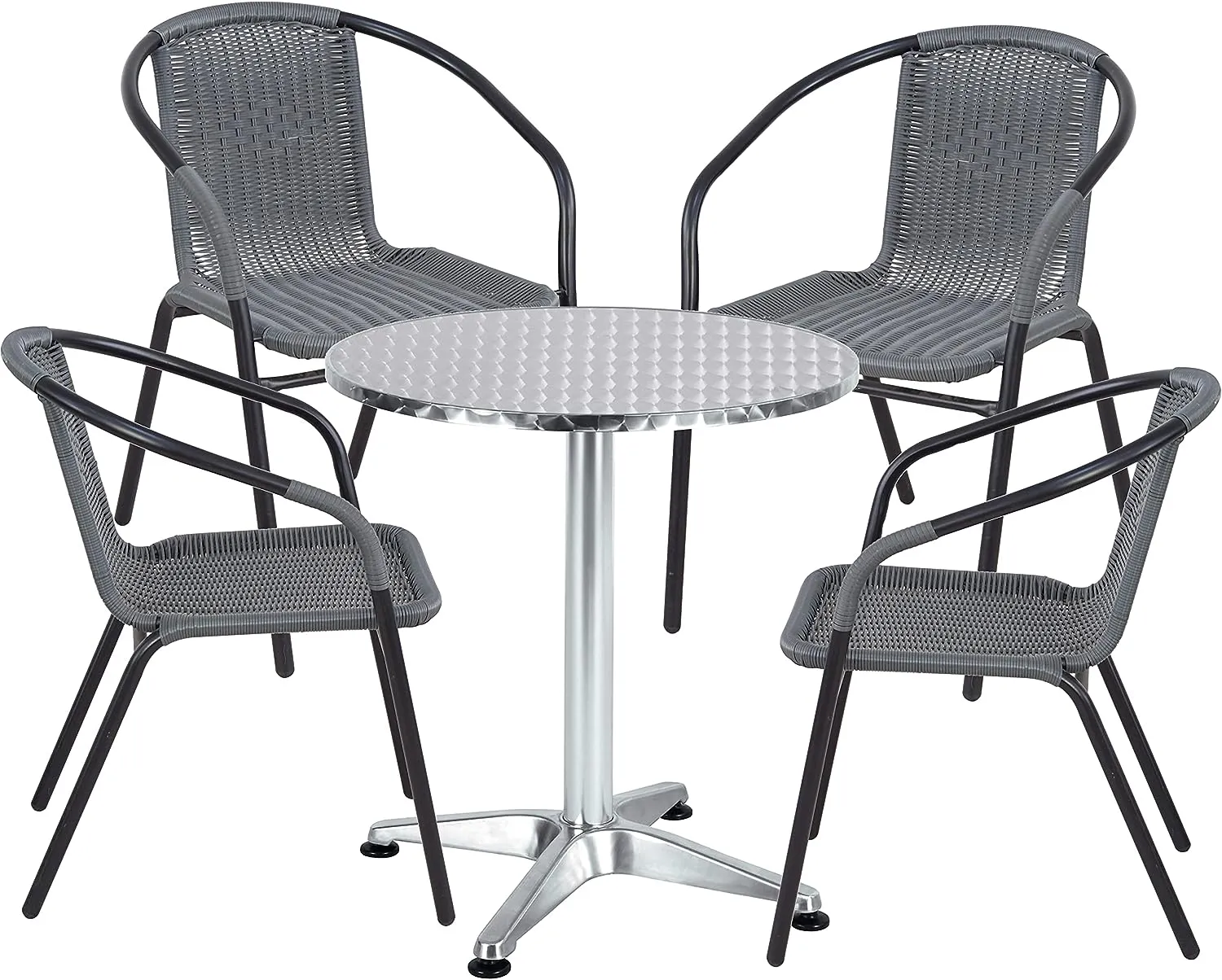 BTExpert Indoor Outdoor 27.5" Round Restaurant Table for Patio Stainless Steel Silver Aluminum Furniture with base Set of 2