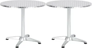 BTExpert Indoor Outdoor 27.5" Round Restaurant Table for Patio Stainless Steel Silver Aluminum Furniture with base Set of 2