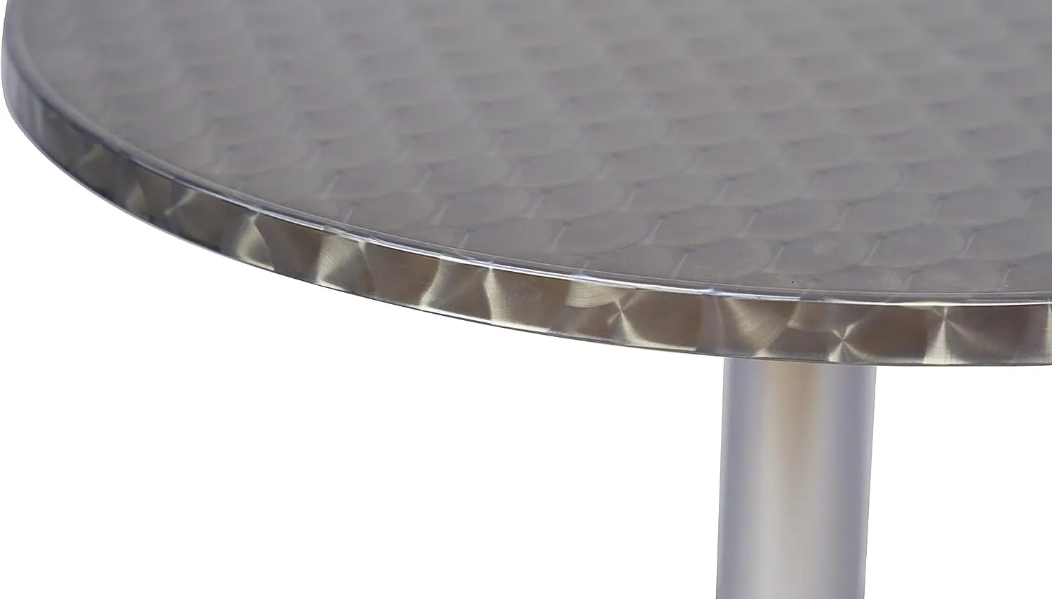 BTExpert Indoor Outdoor 27.5" Round Restaurant Table for Patio Stainless Steel Silver Aluminum Furniture with base Set of 2
