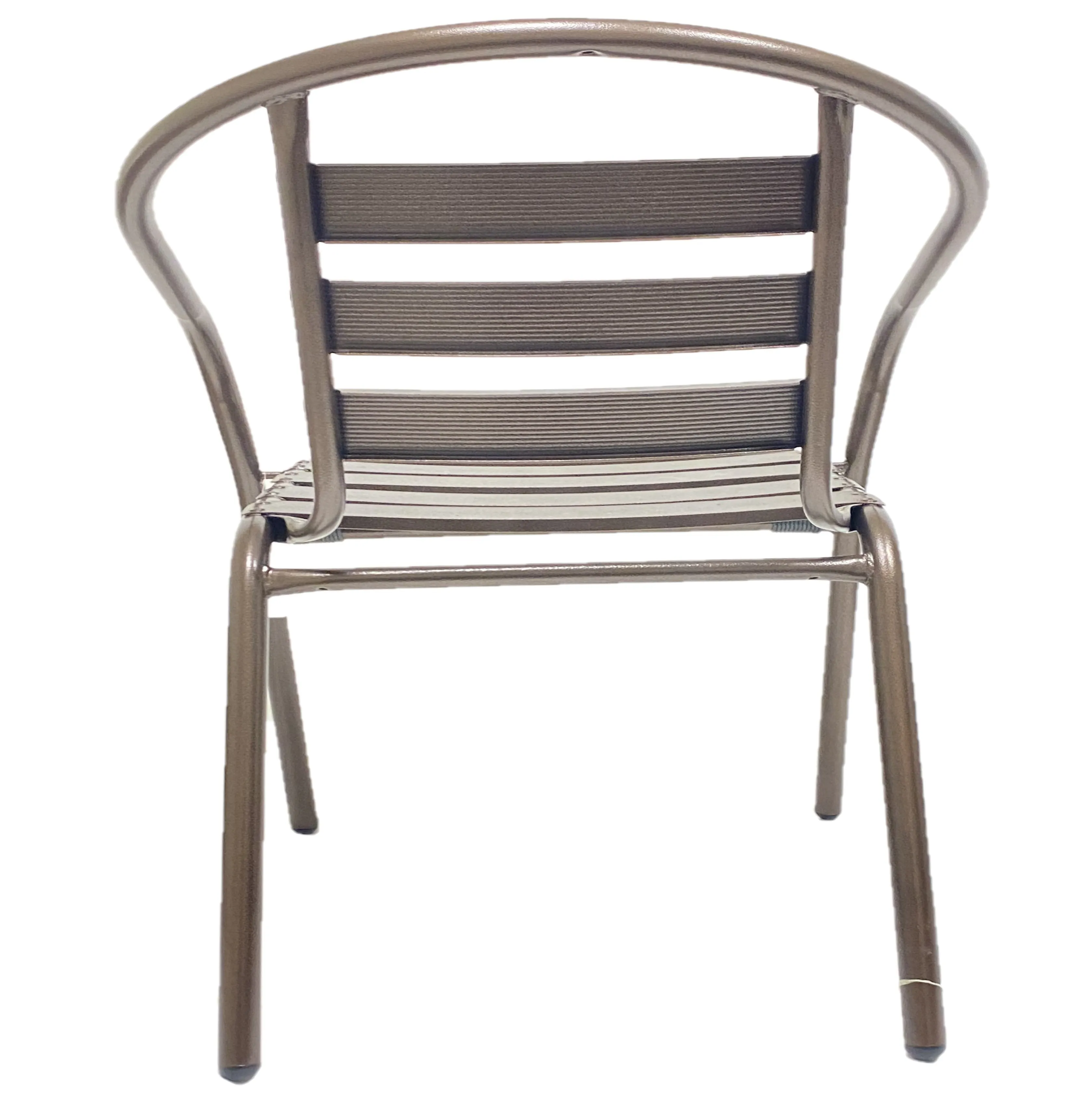 BTExpert Indoor Outdoor Set of 3 Bronze Restaurant Metal Aluminum Slat Stack Chairs Lightweight