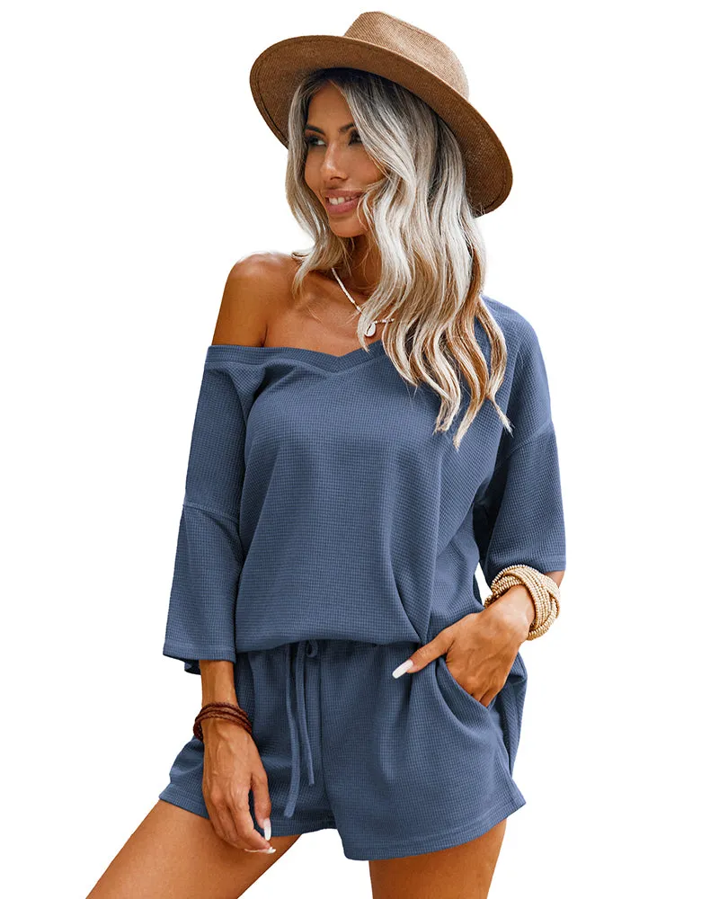 Casual Waffle Knit 2-Piece Outfits (US Only)
