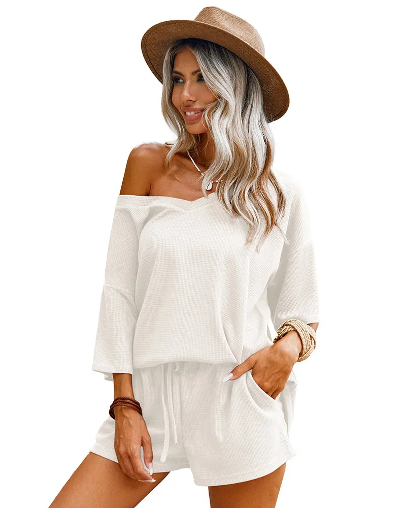 Casual Waffle Knit 2-Piece Outfits (US Only)