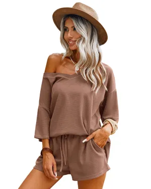 Casual Waffle Knit 2-Piece Outfits (US Only)