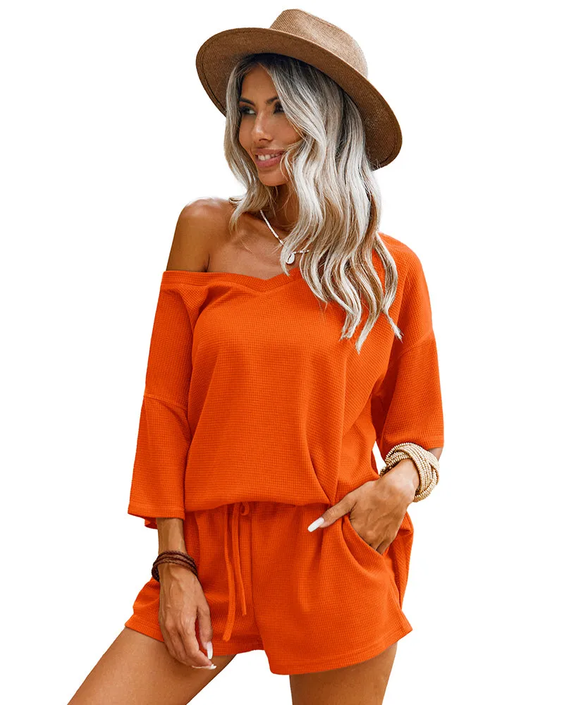 Casual Waffle Knit 2-Piece Outfits (US Only)