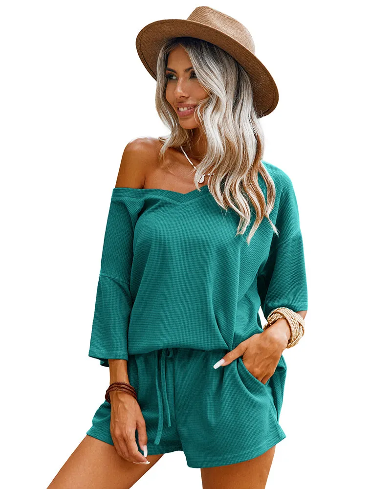 Casual Waffle Knit 2-Piece Outfits (US Only)