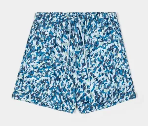 Essentials Poolside All Over Print 5" Mens Shorts (Blue/White)