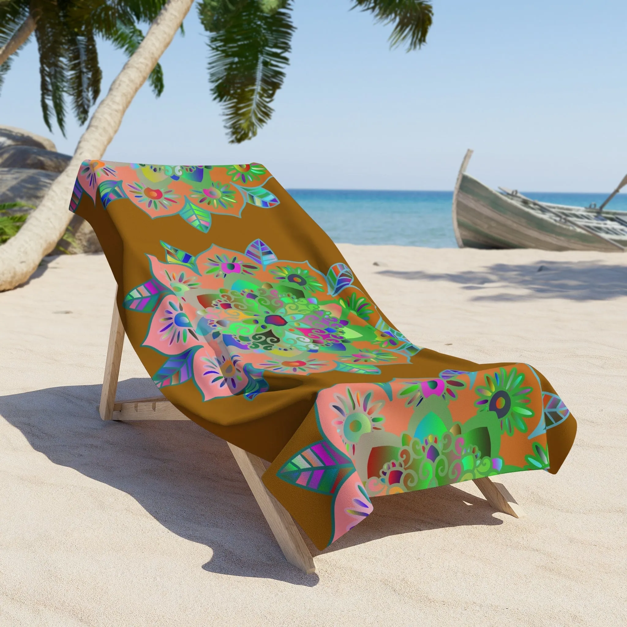 Handmade Mandala Beach Towel - Dark Orange