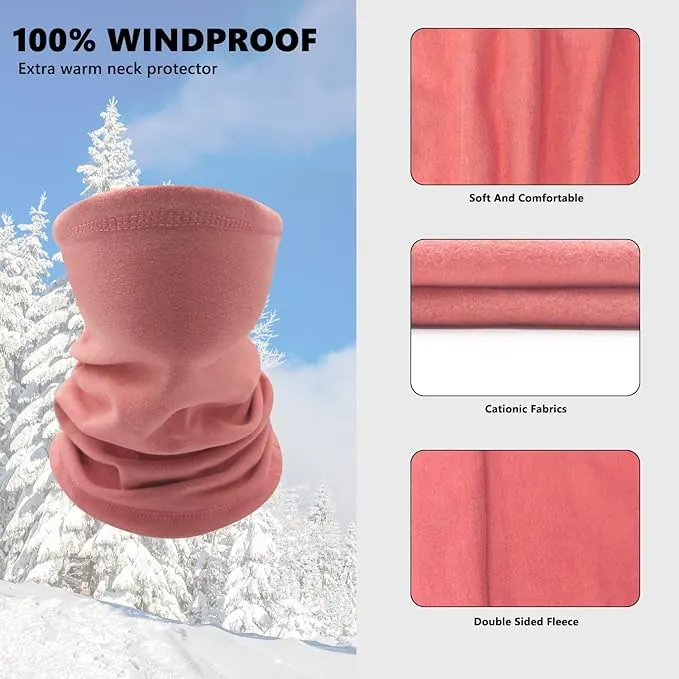 Kids Neck Warmer, Winter Fleece Windproof Neck Gaiter for Boys & Girls Face Covering Mask Thermal Scarf Multifunctional Headwear