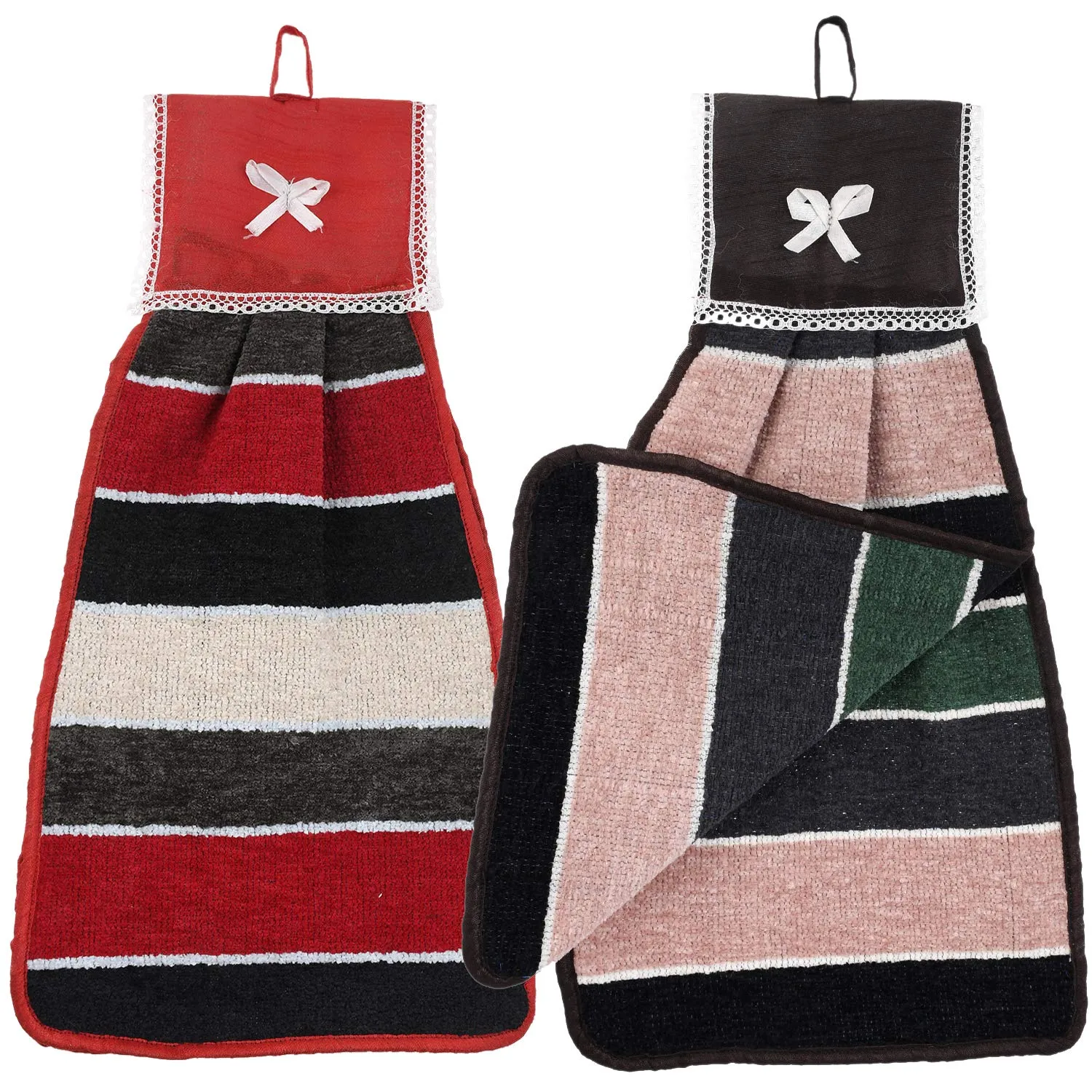 Kuber Industries Hanging Cotton 2 Pieces Cotton Washbasin Napkin/Hand Towel for Kitchen and Bathroom (Multi) - Ctktc45537, 50 GSM