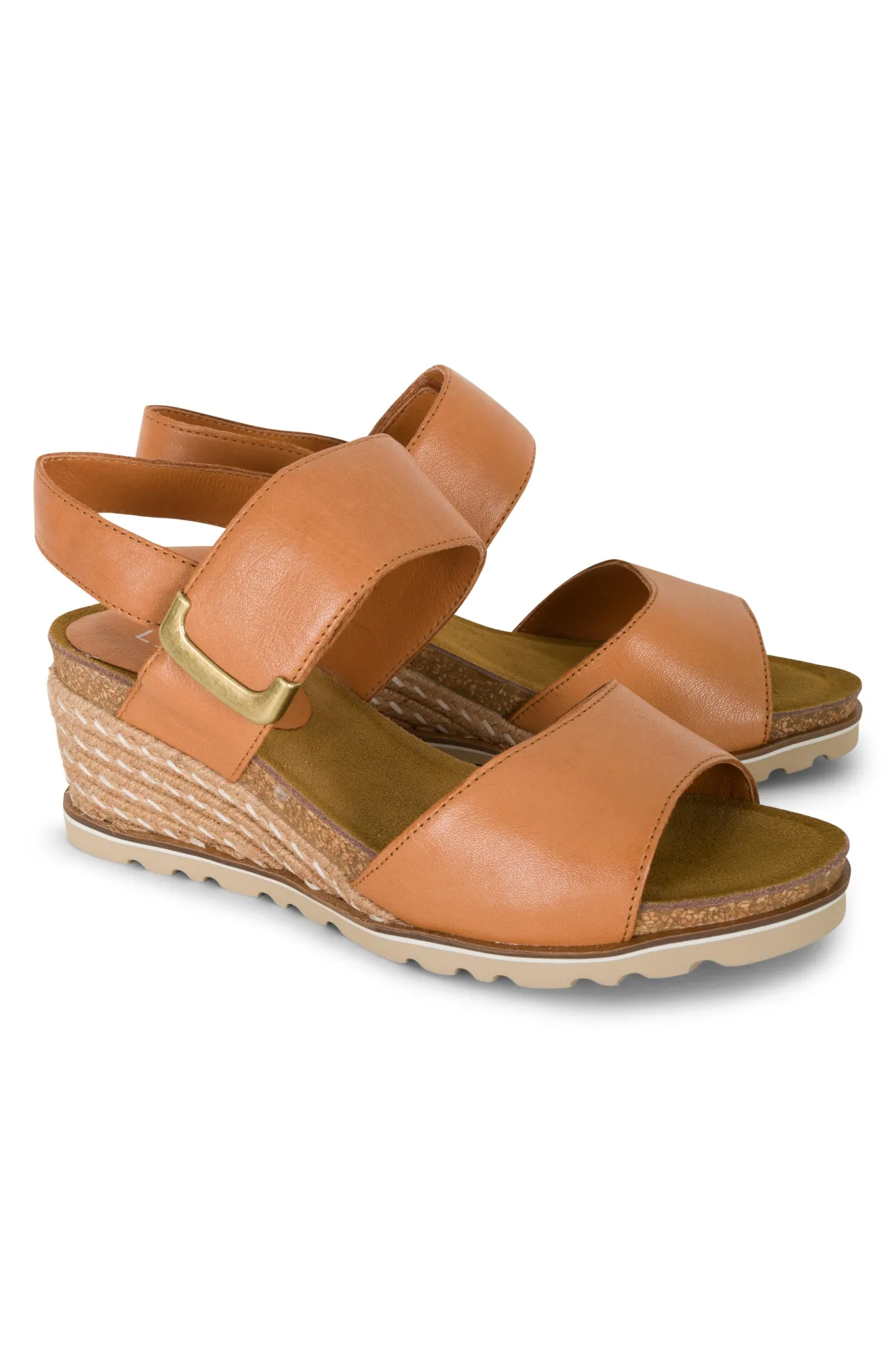 Leather wedge heel Sandal | TAN | EVITA AB