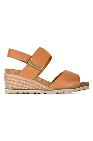 Leather wedge heel Sandal | TAN | EVITA AB