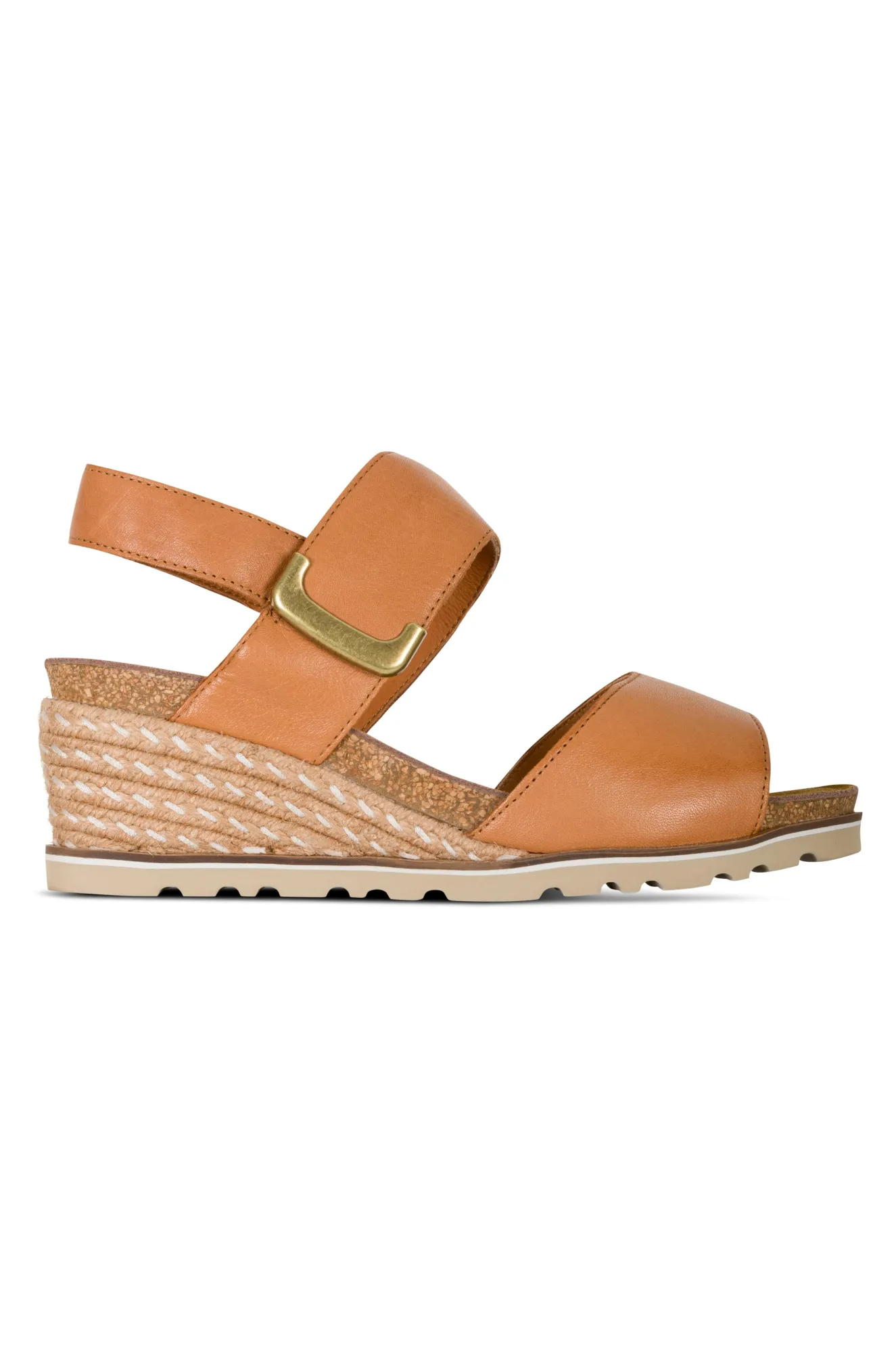 Leather wedge heel Sandal | TAN | EVITA AB