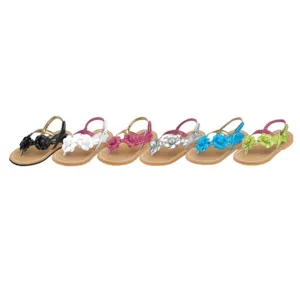 Little Girls Blue Patent Floral Strap Flip Flops Size 1