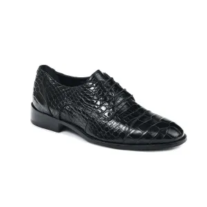 Mauri 4896 Cathedral Men's Designer Shoes Black Body Alligator Oxfords (MA5007)