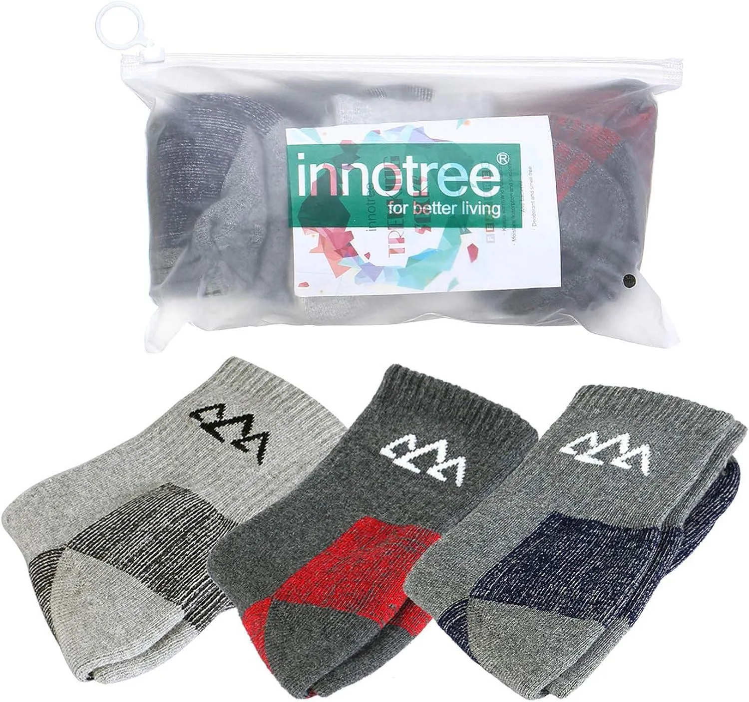 New innotree Cushioned Reinforced Heel & Toe Hiking Socks, 3 Pack! Men: 6-9.5 US Size