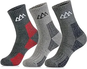 New innotree Cushioned Reinforced Heel & Toe Hiking Socks, 3 Pack! Men: 6-9.5 US Size