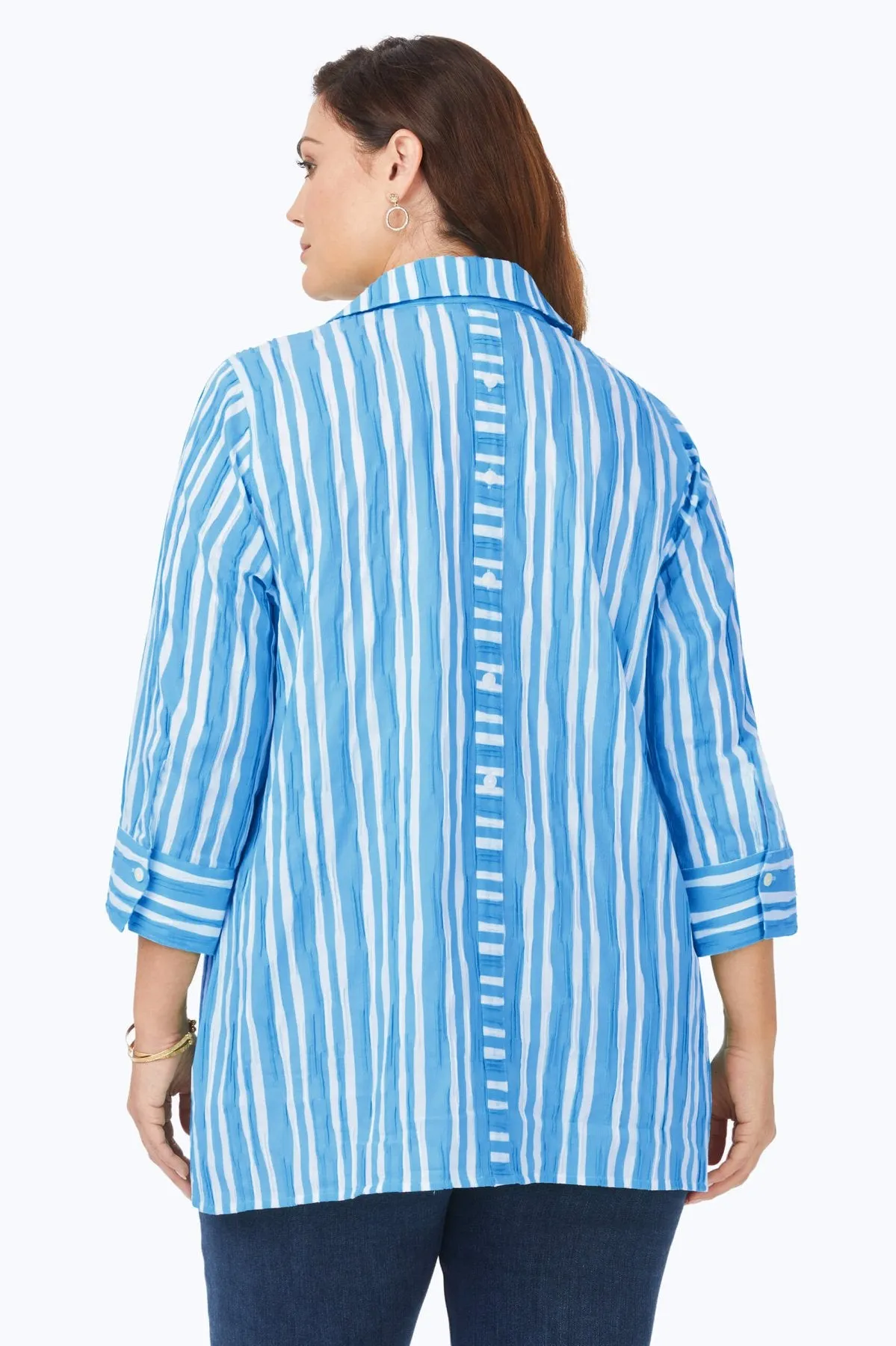 Pamela Plus Beach Stripe Crinkle Tunic