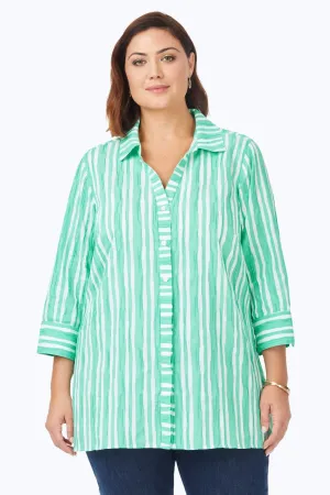 Pamela Plus Beach Stripe Crinkle Tunic