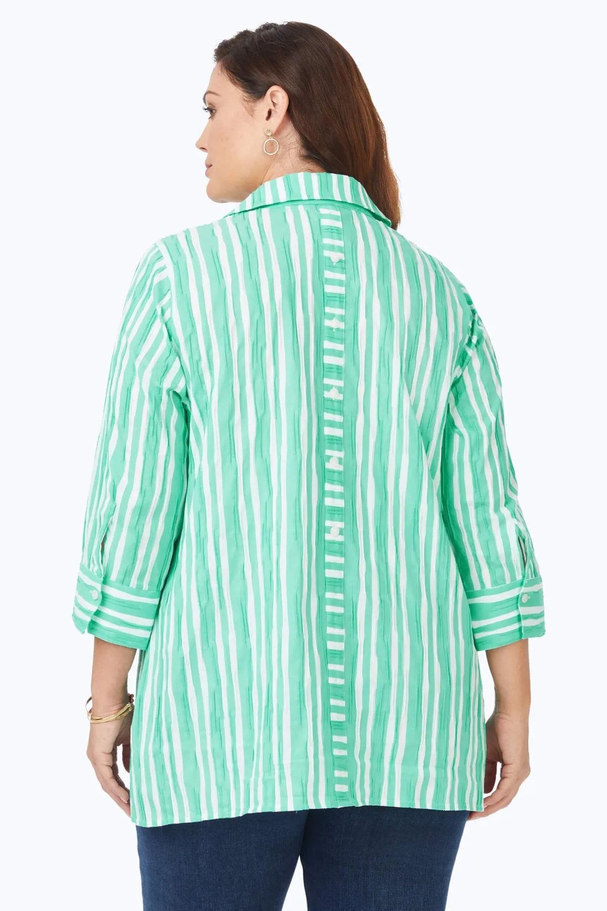 Pamela Plus Beach Stripe Crinkle Tunic