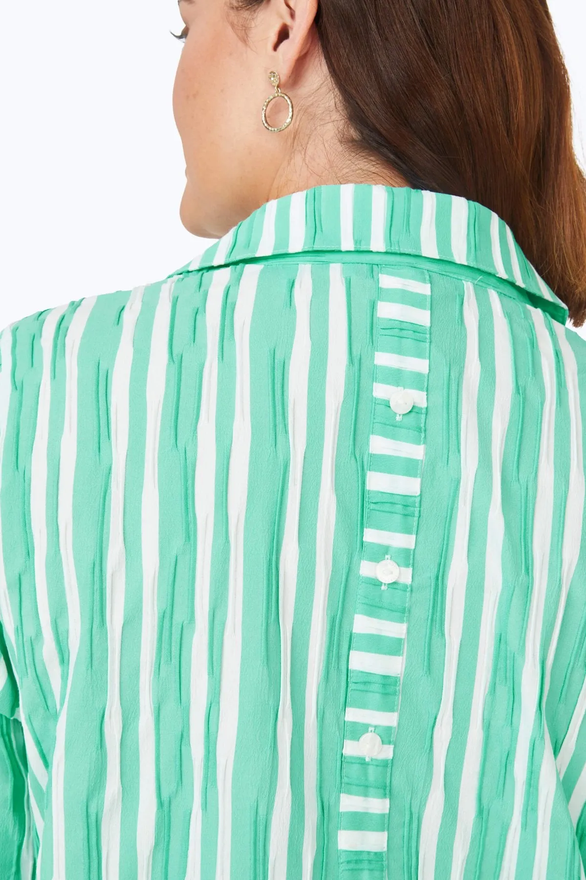 Pamela Plus Beach Stripe Crinkle Tunic