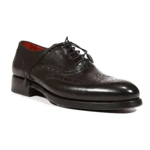 Paul Parkman Handmade Designer Shoes Men's Designer Shoes Wingtip Goodyear Welted Black Oxfords (PM3015)