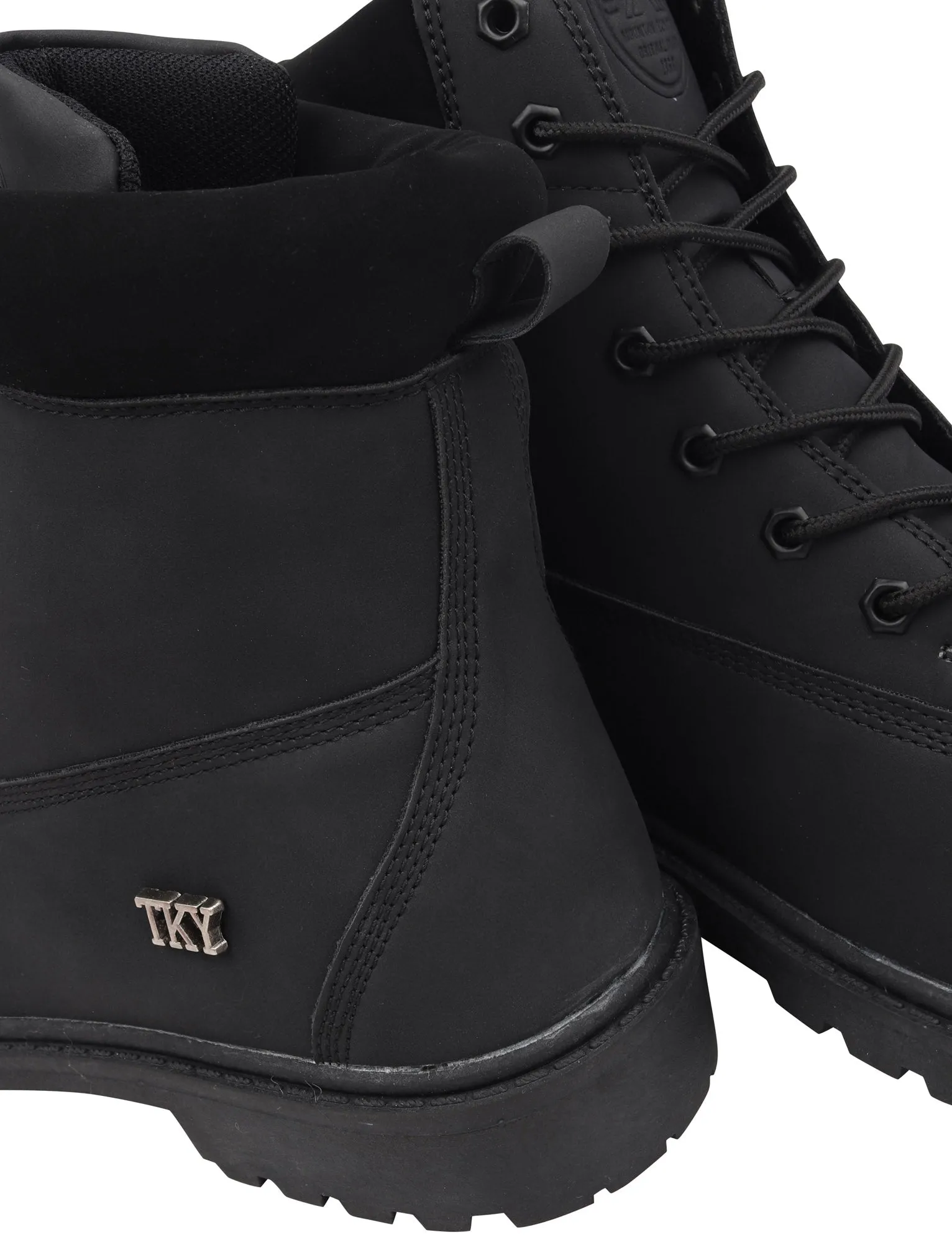 Sirius Faux Leather Lace Up Hiking Style Boots in Black - Tokyo Laundry