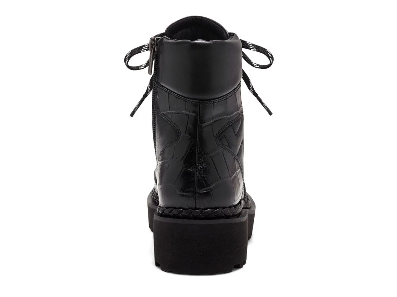 Vince Camuto Medjey Black Lace Up Toe Combat Moto Chic Bootie Quilted Boot
