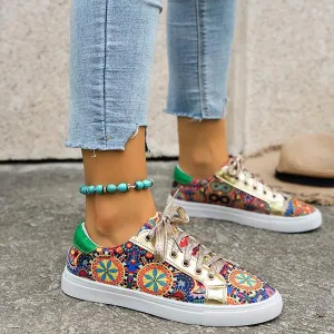 Women's Flat Printed Color-Block Fashion Shoes 84161948C