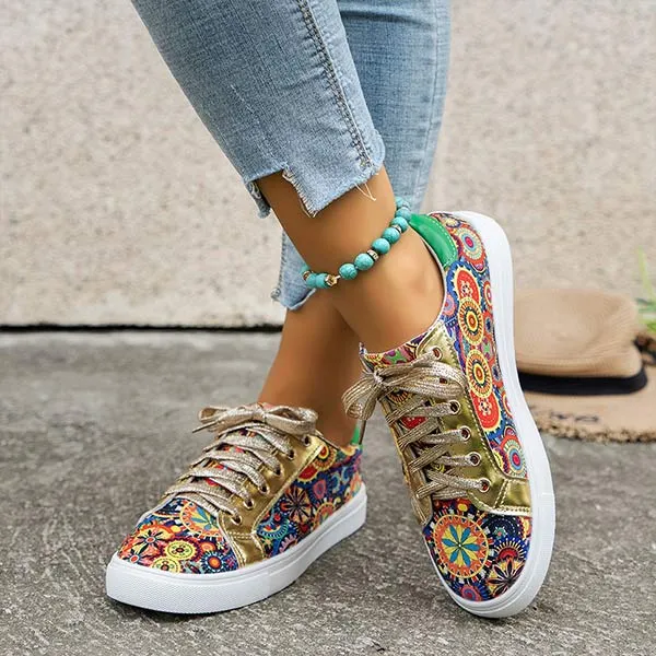 Women's Flat Printed Color-Block Fashion Shoes 84161948C