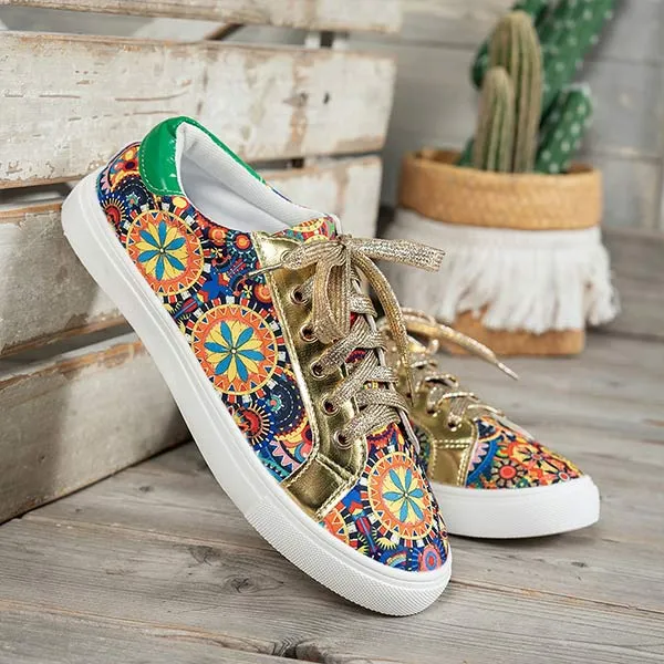 Women's Flat Printed Color-Block Fashion Shoes 84161948C